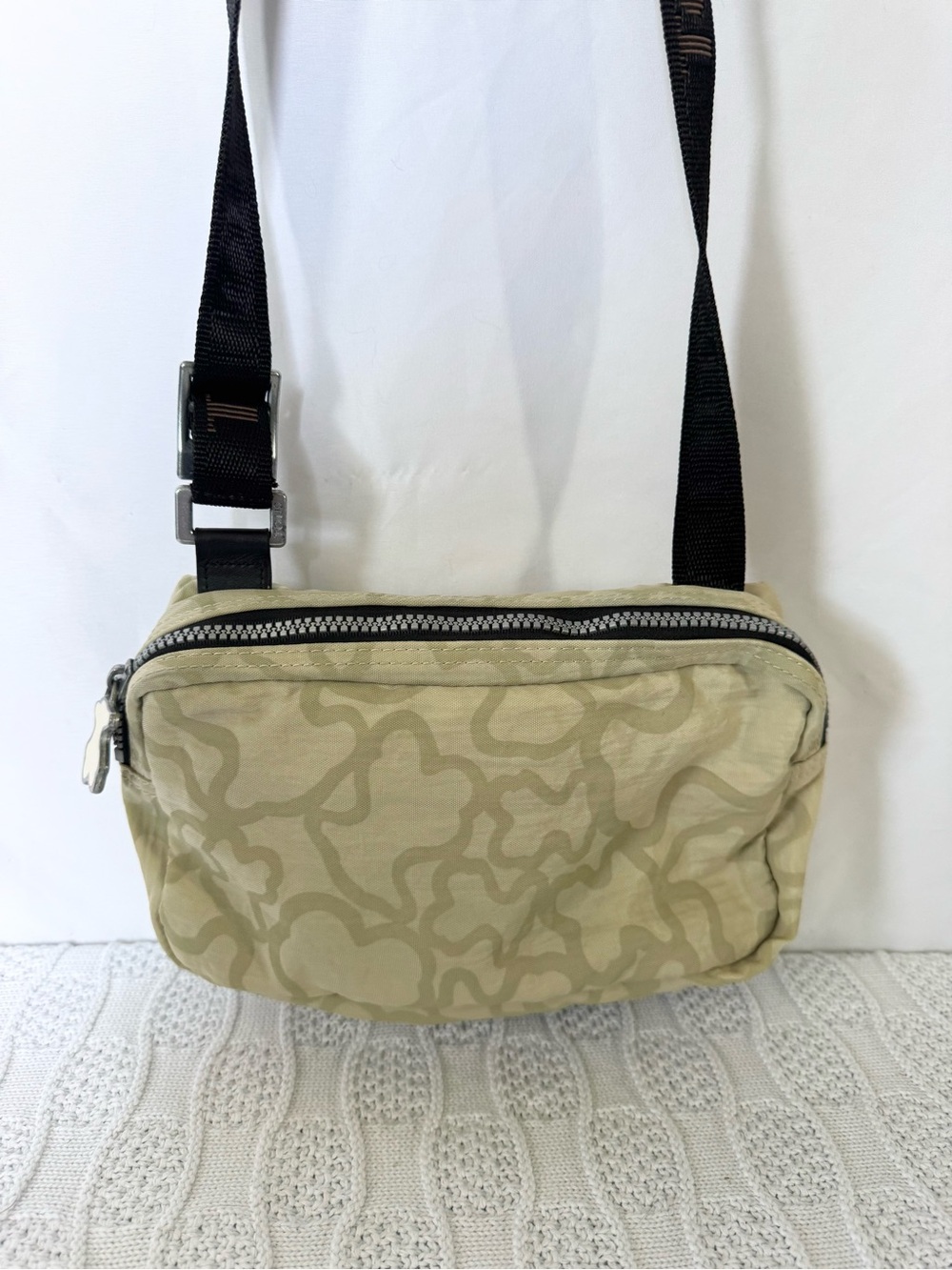 Tous signature nylon dual pocket crossbody bag